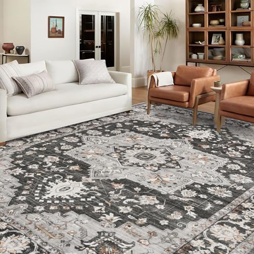 Large 9x12 Area Rug: Soft Non-Slip Rug Vintage Distressed Indoor Accent Rug - Image 2