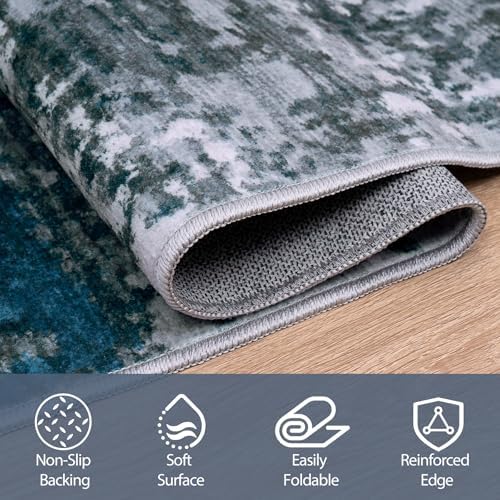 Aelenmu Runner Rugs for Hallways Kitchen 2.6x8 Non Slip Washable Navy Grey - Image 4