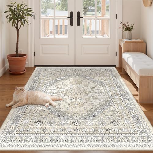 zesthome 3x5 Rug for Entryway,Washable Area Rug,Beige by Zesthome