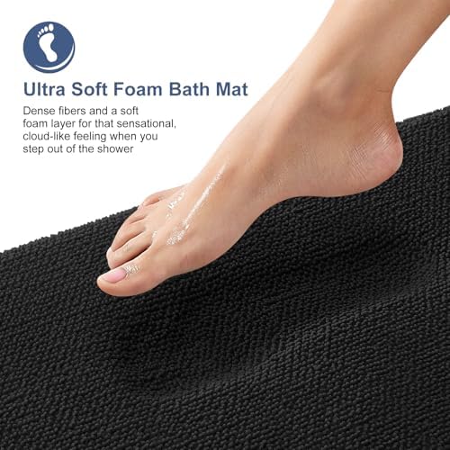 OLANLY Memory Foam Small Bathroom Rugs 24x16, Absorbent Bath Mat, Black - Image 2