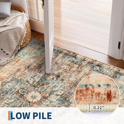 GarveeHome Washable Rug Runner 2x10 Vintage Runners for Hallways Green&Brown - Image 6