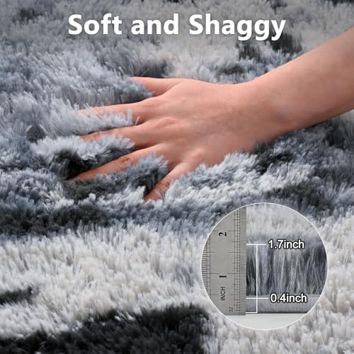 8x10 Extra Large Fluffy Area Rugs Non-Slip for Living Room Tie-Dyed Blue - Image 6