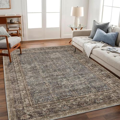 CHAMPLANT Area Rug 6'x9' Washable Vintage Traditional Floor Cover Thin Retro Kitchen Indoor Distressed Non Slip Carpet for Living Room Bedroom Dining Room by CHAMPLANT