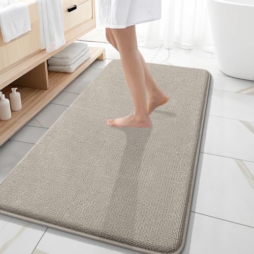 OLANLY Memory Foam Bathroom Runner Rugs 47x20, Long Bath Mats, Warm Taupe by OLANLY