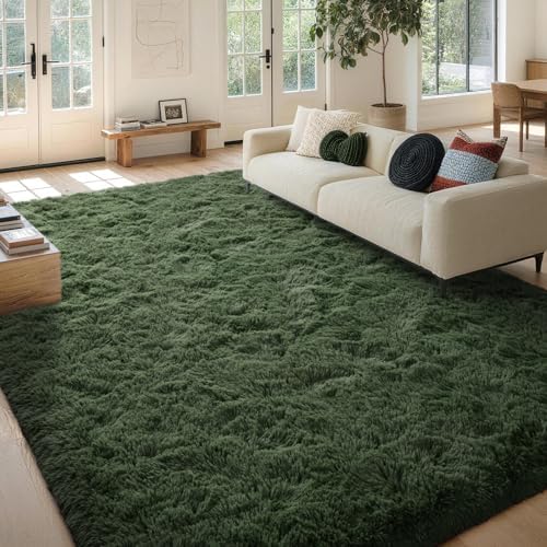 6x9 Large Rugs for Living Room Fluffy Carpet (Green) - Image 2