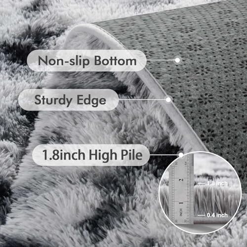 6x9 Ft Large Shag Rugs for Living Room Decor, Tie-Dyed Ultra Soft Fluffy Furry Area Rugs for Bedroom Indoor Floor, Aesthetic Carpet for Kids Home (Black White) - Image 5