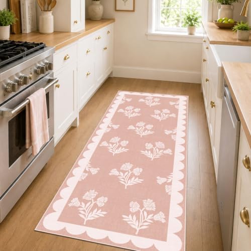 Non Slip Kitchen Runner Rug, 2x6 Pink Floral Hallway Runner Rugs - Image 7