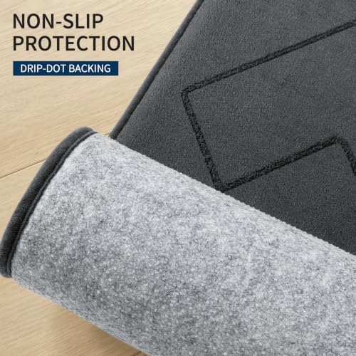 YIHOUSE 2 Piece Memory Foam Bathroom Rug Set, Dark Grey, 17"x24"+20"x24"U - Image 5