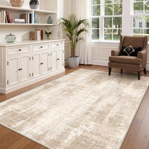 Valenrug Washable Rugs 5x7, Non Slip Large Area Rugs for Living Room, Beige by Valenrug