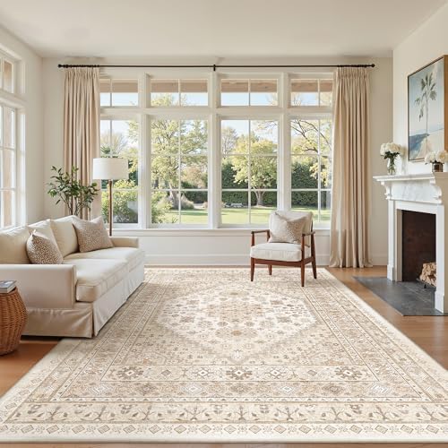 zesthome 7x9 Area Rugs for Living Room,Large Washable Rug,Beige by Zesthome