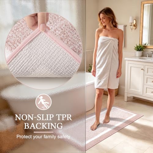 Pauwer Bathroom Rugs Sets 2 Piece, Non Slip Washable Bath Mat, Dusty Pink - Image 5