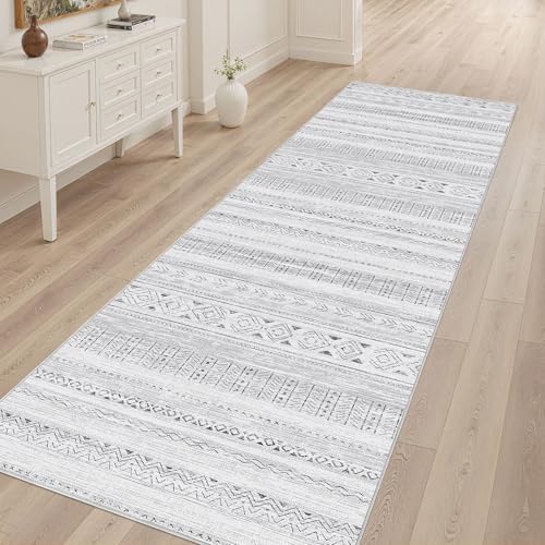 cotiled Hallway 2.6x8 Runner Rugs Washable Boho Rug Dark Grey - Image 7
