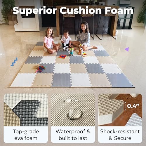 MioTetto Baby Play Mat, Soft Foam Floor Tiles for Kids. Adjustable Interlocking Foam Tiles, Fits with 74x74 Playpen Baby mat for Crawling & Development, Safe & Non-Toxic Playmat for Babies 6-12 Months - Image 5