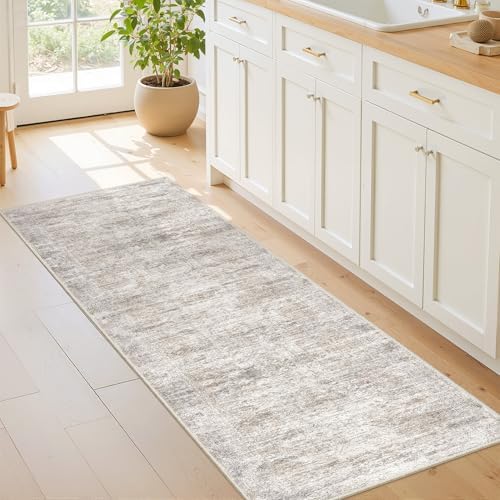 2x6 Runner Rug Non Slip,Washable Hallway Runner Rug,Taupe - Image 3