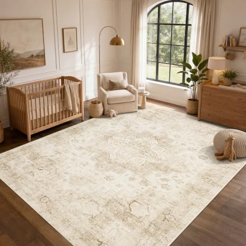 Garvee 6x9 Washable Area Rug Vintage Boho Beige Living Room Rug Non Slip by Garvee