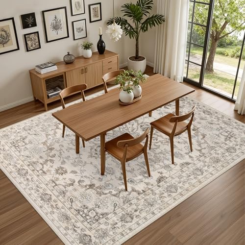 5x7 Area Rugs Living Room: Washable Rug for Bedroom Brown Beige - Image 5