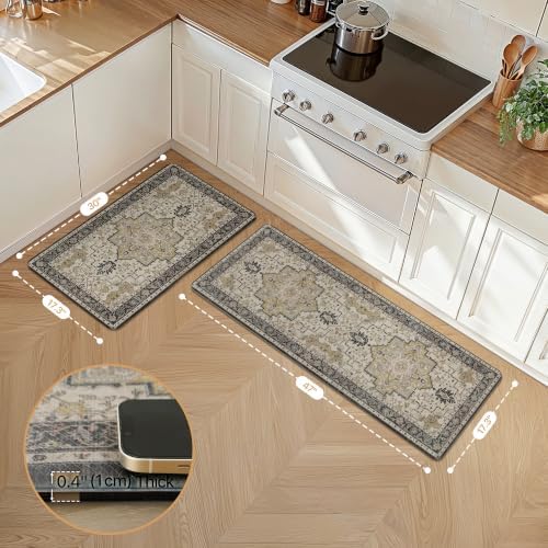 GENIMO Anti Fatigue Kitchen Mats for Floor 2PCS, Standing Rugs,Gold Black - Image 2