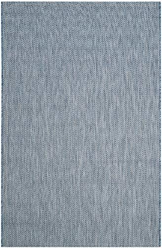 SAFAVIEH Outdoor Area Rug 6'7"x9'6" - Courtyard Collection - Coastal Design, Navy & Grey, Durable & Easy Cleaning, Ideal for Patio, Entryway, Mudroom, Backyard (CY8022-36821) - Image 3