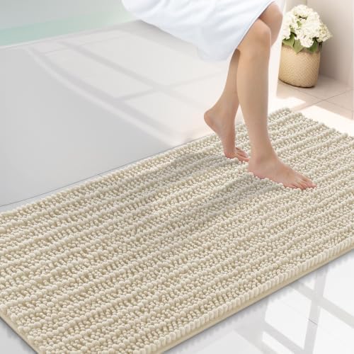 Smiry Bathroom Rugs 47X24, Extra Soft Rubber Backing Chenille Bath Mats by Smiry