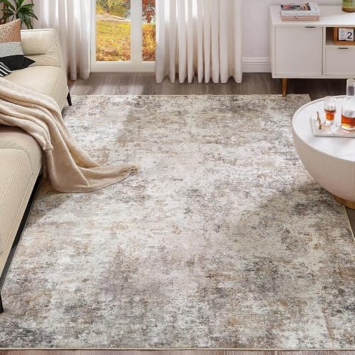 UERMEI 10x13 Area Rug Living Room Rugs Washable Neutral Brown Grey Carpet - Image 6