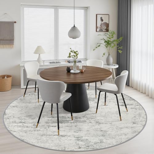 Round Area Rug Living Room: 6 ft Modern Washable Carpet Gray - Image 4