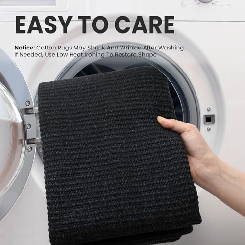 EARTHALL Washable Runner Rug, Non Slip Walkway Rug, 3x7 Ft, Black Heather - Image 3