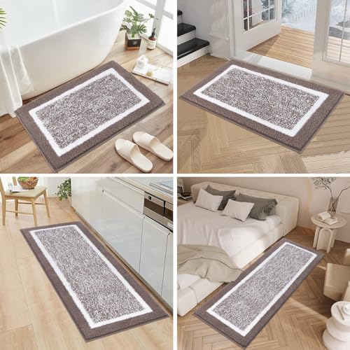 Pauwer Bathroom Rug Sets 3 Piece, Non Slip Washable Bath Mat, Coffee - Image 7