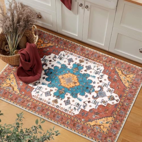 SERISSA 2x3 Washable Non Slip Boho Small Area Rug for Entryway，Orange - Image 5