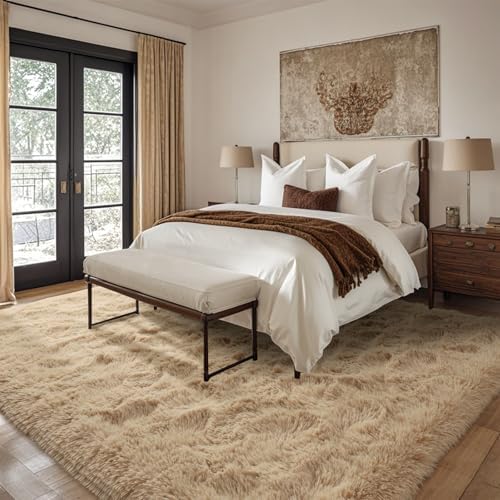 6x9 Ft Large Shag Beige Rugs for Living Room Bedroom, Ultra Soft Fluffy Furry Area Rugs for Playroom Indoor Floor, Aesthetic Carpet for Kids Home Decor - Image 2