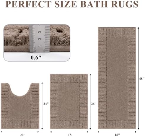 Pauwer Bathroom Rugs Sets 3 Piece, Microfiber Bath Mat Set, Coffee - Image 2