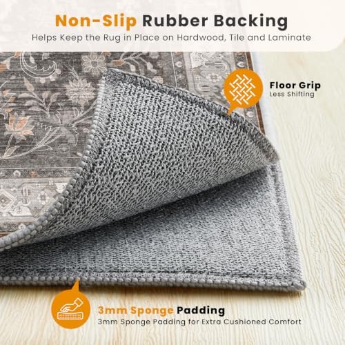 SameBed 8x10 Area Rug Living Room, Vintage Washable Carpet Warm Taupe - Image 5