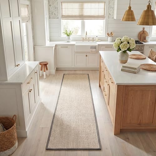 SAFAVIEH Natural Fiber Runner Rug 2'6"x14' Textured, Marble & Khaki NF143E by Unknown