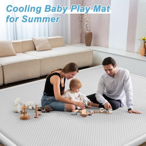 Baby Play Mat for Floor Nursery Rug Muscle Area Playroom Rug Elastic Foam 79x110 Playpenmat Elastic Foam 1.3" Thick Crawling Mat for Babies,Toddlers, Infants, Kids(Ripple Light Grey) - Image 5