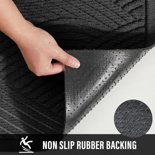 HIYARD Sturdy Front Door Mat, Absorbent Muddy Dirt Resist Welcome Door Mats Outdoor Indoor, Stain and Fade Resistant, Non-Slip Backing Entry Mat Low Profile Doormat for Entryway, 29×17, Grey - Image 3