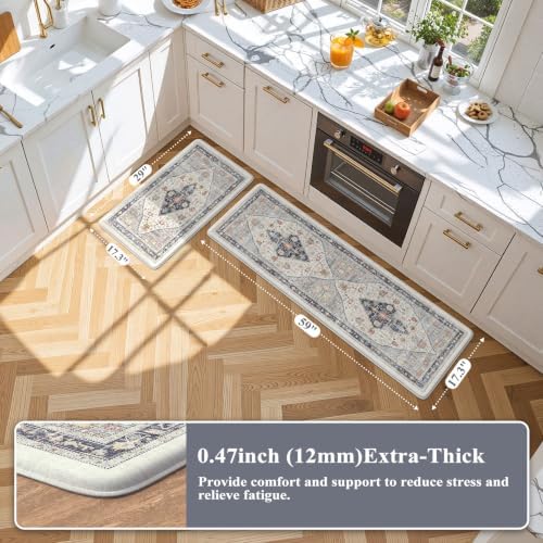 Collive Kitchen Mats Cushioned Anti Fatigue, Sink Rugs 17.3"x59"+17.3"x29" - Image 2