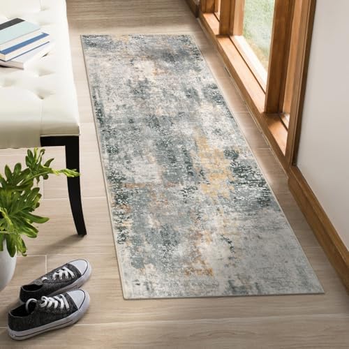 Lahome Modern Abstract Runner Rug - 2x6 Gray Washable Runners for Hallways Rugs for Living Room, Soft Non-Slip Contemporary Indoor Accent Laundry Room Carpet Runner for Gift Entryway Bedroom Door - Image 2