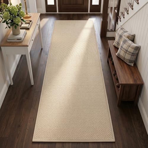 8FT Laundry Rug Runner Mat Non Slip, Rubber Backed Kitchen Sink Rug Carpet Mat, Absorbent Hall Floor Runner Rug, Beige by GOYLSER