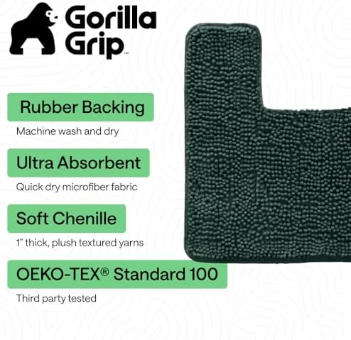 GORILLA GRIP Bathroom Area Rug Sets 2 Piece, Soft Chenille, 30x20 Green - Image 3
