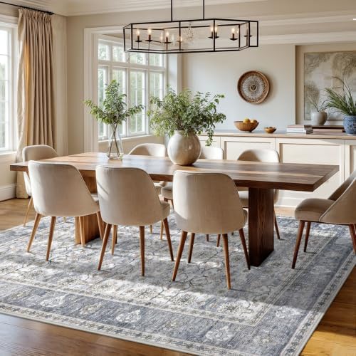 KUTA 8x10 Area Rugs for Living Room Washable Large Rug Grey Blue - Image 3