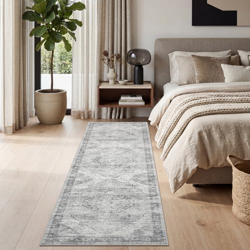 Garvee Grey Boho Washable 2.5x8 Runner Rug for Kitchen Hallways Entryway - Image 3