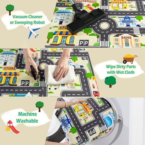 6'x9' Car Rug Play Mat for Kids, Road Traffic Playmat for Kids Room - Image 7