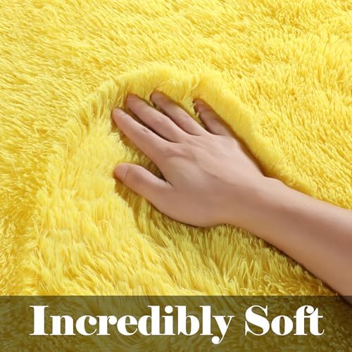 Yellow Runner Rugs for Bedroom Living Room, Fluffy 2x6 Bedside Area Rug - Image 2