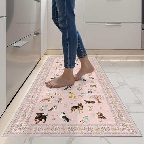 Pink Floral Hallway Runner Rug 2x4 for Bedroom Kitchen by WelcometoBabovid