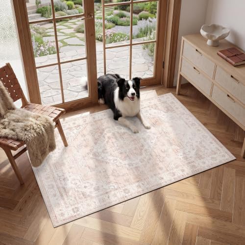 Garvee Pink Boho Washable 2x3 Rug for Entryway Door Mat by Garvee