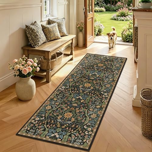 2x5 Floral Runner Rug for Kitchen Washable Hallway Runner Rug - Image 2