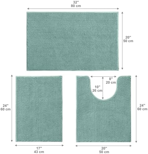 Urvoix Bathroom Rugs Sets 3 Piece, Non-Slip Chenille Bath Rug Set - Image 3