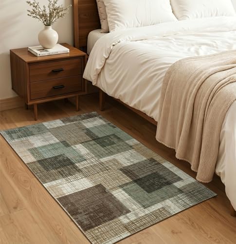 Washable 2x3 Entryway Rug, Throw Rugs with Rubber Backing, Green - Image 5