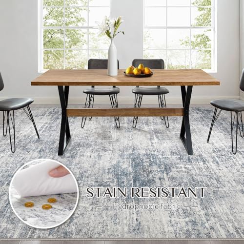 kakania Abstract 10x14 Area Rugs for Living Room: Washable Rugs Blue Grey - Image 5