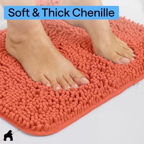 GORILLA GRIP Bathroom Area Rug Sets 2 Piece, Soft Chenille, 30x20 Coral - Image 5