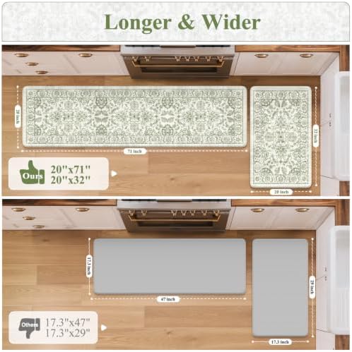 KIMODE Anti Fatigue Mats for Kitchen Floor Cushioned Kitchen Rugs Sets of 2 - Image 2
